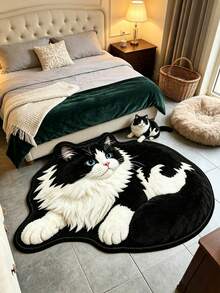 1pc Black Cat Pattern Doormat, Christmas Gift, Doormat, Small Rug, Welcome Mat, Carpet, Floor Mat, Outdoor Doormat, Kitchen Rug, Home Decor, Front Door Mat, Area Rug, Outdoor Mat - Multicolor - View 2