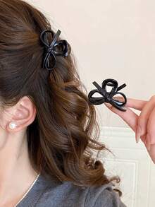 2 Pieces Leather Bow Hair Clips Princess Sweet And Cool Girl Style Small Hair Clips Side Bangs Clips Spring And Summer Hair Accessories - Brown 2pcs - View 4