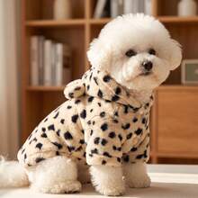 1pc Pet Dog Hoodie, Classic Leopard Print Pattern, Non-Elastic Outer Fabric, No Thermal Lining, Recommend Measuring Pet Size And Choosing 1-2 Sizes Larger, Suitable For Small/Medium Dog And Cat Clothes, Pet Coat For Cold Weather - Multicolor - View 2
