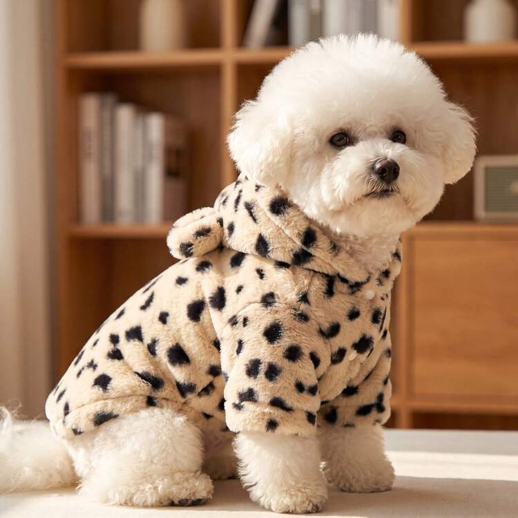 1pc Pet Dog Hoodie, Classic Leopard Print Pattern, Non-Elastic Outer Fabric, No Thermal Lining, Recommend Measuring Pet Size And Choosing 1-2 Sizes Larger, Suitable For Small/Medium Dog And Cat Clothes, Pet Coat For Cold Weather - Multicolor - View 1