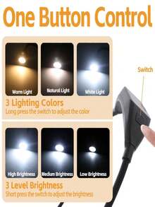 1pc LED Neck Reading Light, 360° Rotatable Hanging Lamp, Bedside Reading Light, Portable 3-Color Dimmable, Suitable For Bedtime Reading, Home Desk, Late Night Study, Running, Office And Night Light Use - Neck Reading Light - View 10