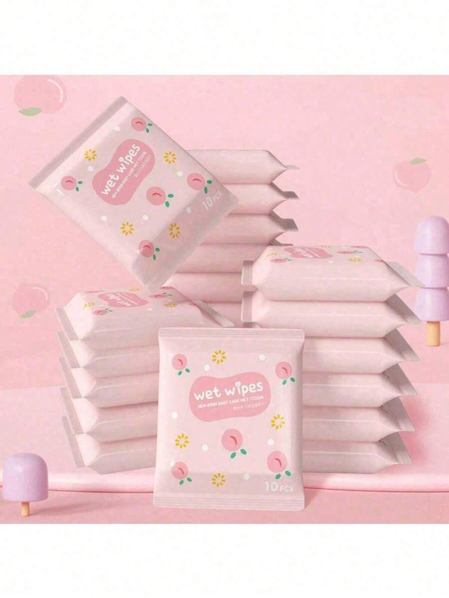 20 Packs Total 200 Pieces (10 Pieces/Pack) Portable Mini Wet Wipes: Gentle Soft Non-Woven Fabric Tissues, Suitable For Daily Cleaning (Not For Human Body Cleaning) - wet wipes - View 1