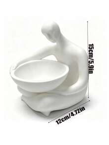 Modern Art Human‑Shaped Jewelry Tray, White Resin Decor Trinket Dish, Multi‑Scene Key & Small Accessories Organizer, Aesthetic Table Sculpture Ornament For Bedroom Vanity Entryway Home Decoration - Multicolor - View 9