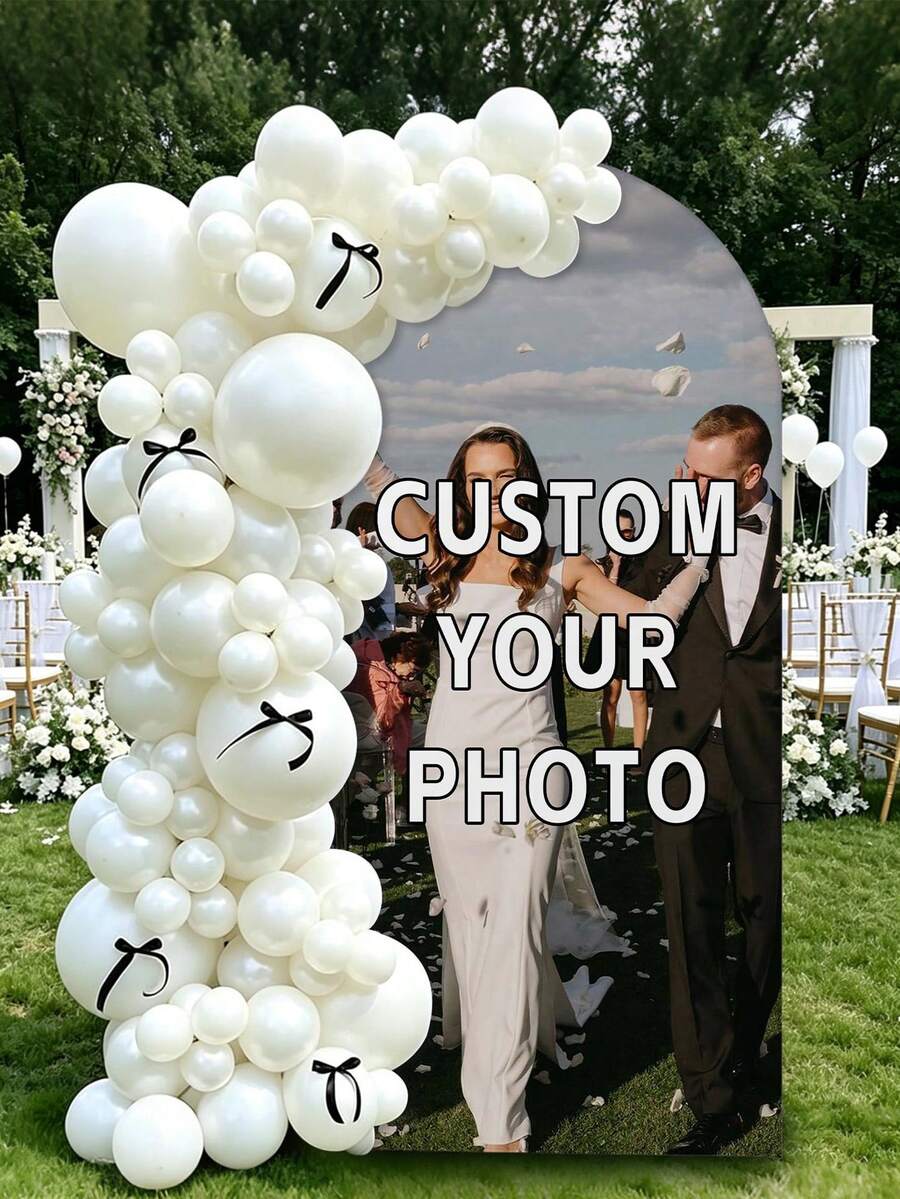 Customized Wedding Arch Fabric Decor Cover, Personalized Photo/Name/Date/Text, Polyester Double-Sided Stretch Background Cloth, Party Decoration, Wedding Welcome Sign, Bridal Gift, No Power Needed, Suitable For Wedding, Birthday, Party - Multicolor - View 1
