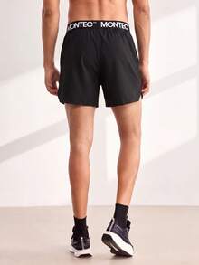 Driftmere Men's Outdoor Sports Quick-Dry Shorts, Elastic Waist Printed Design, Suitable For Fitness, Basketball, Running, Workout - Black - View 2