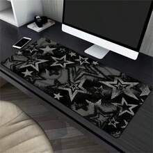 1pc INS Style Black And Gray Stars Art Mouse Pad, Cool Desktop Decor Mat, Thick Non-Slip Office & Gaming Keyboard Pad - View 4