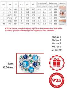 Vintage Palace Style S925 Sterling Silver Multi-Colored Zirconia Ring For Women, Blue & Green Contrast Hollow Floral Design, Luxury Decorative Finger Ring, Gift Jewelry With Gift Box - Silver - View 2