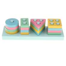 Montessori Wooden Educational Toy Stackable Shapes And Colors - Multicolor - View 1