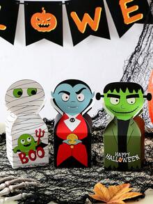 3/6pcs Cartoon Halloween Vampire Mummy Gift Boxes, 3 Different Pattern Candy Boxes, Halloween Party Snack Packaging Boxes, Trick Or Treat Gift Boxes, Holiday DIY Party Gift Packaging Boxes - View 13