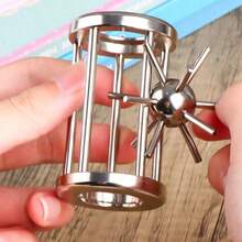 1pc Classic Golden Cage Puzzle, Brain Teaser, Great Gift - Multicolor - View 2