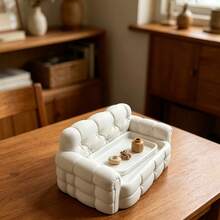 1pc 3D Printed Mini Fabric Sofa Shaped Jewelry Storage Tray, Cream Style Watch, Ring, Necklace Desktop Storage Dish; Decorative Tray, Storage Dish, Snack Holder, Miscellaneous Storage Tray, Display Tray, Soft Decor Accent Tray, Entryway Tray, Hallway Storage Tray, Desktop Tray, Countertop Storage Dish - White - View 8