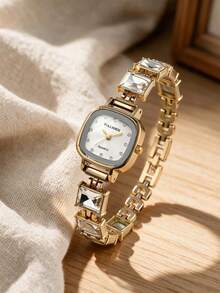 LIANDU 1 Elegant Ladies' Quartz Watch, Shining With Gorgeous And Fashionable Business Luxury Style, Suitable For Daily Wear And Holiday Gifts - Gold - View 3