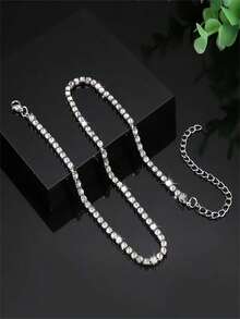 A Stylish Tennis Collar Necklace, Perfect For Formal Occasions. It Makes An Excellent Gift Choice For Anniversaries. - Multicolor - View 3