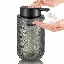 復古時尚泡沫玻璃皂液器－磨砂黑泵頭，適用於浴室與廚房裝飾 - 均碼 - 查看 6
