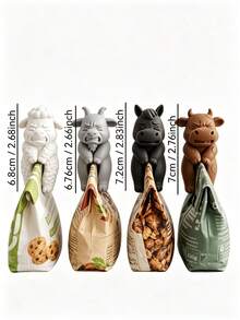 5pcs Magnetic Seal Clips For Refrigerator, Adjustable Magnetic Seal, Cute Farm Animal Design, Durable Plastic Clips, Suitable For Snacks, Grains, Coffee Bags, Kitchen Storage And Organization, Gift For Mom - View 5