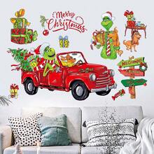 The Grinch The Christmas Wall Sticker Cartoon Living Room Decor Green Monster Christmas Tree PVC Wall Decal - Multicolor - View 6
