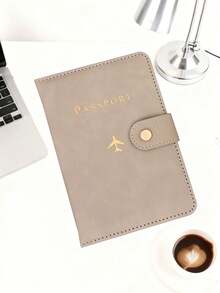 1pc Matte PU Passport Case, Snap‑Button Airplane Pattern Passport Wallet, Multi‑Card Slots Portable Document Organizer For Holiday & Flight Unisex - Multicolor - View 12