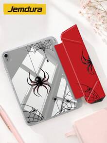 Jemdura Pure Red Spider Web Pattern Acrylic Tablet Protective Case, Compatible With IPad 10.2/10.5 Inch, IP10/11th Gen (A16)/ Air 8 2026 (11-Inch), Mini6/7 8.3 Inch, Air5/6/7 10.9 Inch/11 (M2/M3), With Pencil Slot Storage, Y-Fold Flip Cover Protective Case, Multi-Angle Folding, Best Halloween Gift - Multicolor - View 3