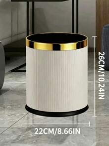 Round Trash Can, Outer Layer Made Of PU Leather, Available In 10L And 14L Capacities, Perfect For Home, Living Room, Bedroom, Office, Hotel And Bathroom Use. - Multicolor - View 9