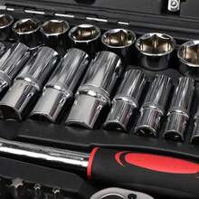 Socket Wrench Set, Ratchet Wrench, Automotive Repair Tool Set, Multi-Function Home Repair Tool Kit, Screwdriver Bit Set, Car Repair Tool Box - 46-piece Repair Tool Set - View 7