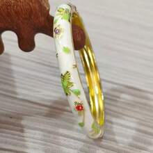 1pc Fashion Vintage Style Gold Floral Pattern Enamel Bracelet, Gold Bracelet, Girls' Jewelry, Suitable For Girls And Women's Jewelry Accessories Bracelet, (Handmade Product, Slight Color Difference May Occur) Daily Wear Holiday Gift, Halloween, Thanksgiving, Christmas, Mother's Day, Valentine's Day, Birthday Gift - Multicolor - View 19