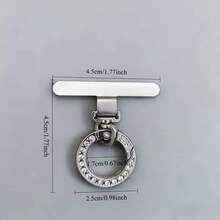 1pc/3pcs 2-In-1 360° Rotating Stainless Steel Ultra-Thin Phone Lanyard Clip Connector + Metal Rhinestone Round Spring Ring, Anti-Drop Finger Strap Phone Charm Decor, DIY Creative Personalized Fashion Phone Lanyard Connector, Phone Case Back Adhesive Pad Fixed Bracket Universal Phone Accessory - Multicolor - View 5