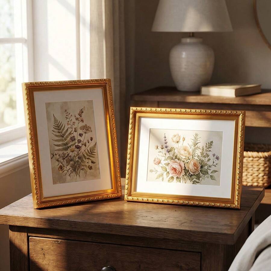 2 Packs Ornate Gold Picture Frame With Mat 4*6 Inch Vintage Gold Photo Frames For Wall Gallery & Desk Elegant Antique Home Decor