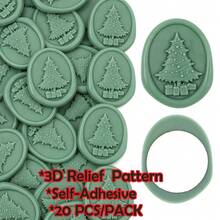 25 PCS/Paket Stiker Segel Lilin Motif Pohon Natal Timbul 3D, Untuk Undangan Natal, Dekorasi Undangan Pesta Natal, Pembungkus Kado, Dekorasi Scrapbooking - Hijau - Pohon Natal - hijau - View 10