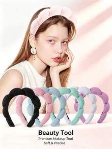 Bestselling Cloud Twist Headband, Made Of Soft Towel Fleece Fabric, Built-In Thickened Sponge For High Crown Effect, Flattering Face Shape And Slimming Look. 3D Cloud Twist Design, Non-Slip And Secure Fit, Comfortable For Long Wear Without Tightness. Perfect For Washing Face, Removing Makeup, Applying Face Masks To Keep Loose Hair Away, Also Suitable For Daily Outfit Decoration, Practical Hair Accessory For Home And Outings. - Multicolor - View 1