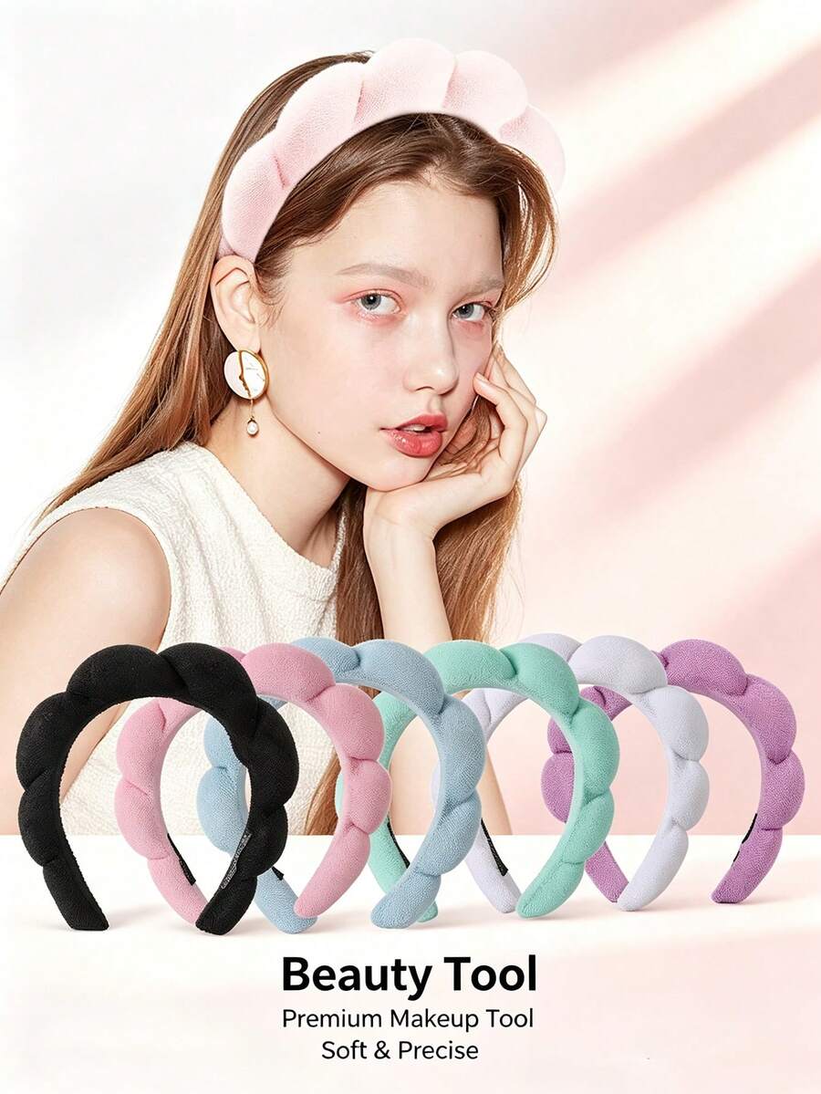 Bestselling Cloud Twist Headband, Made Of Soft Towel Fleece Fabric, Built-In Thickened Sponge For High Crown Effect, Flattering Face Shape And Slimming Look. 3D Cloud Twist Design, Non-Slip And Secure Fit, Comfortable For Long Wear Without Tightness. Perfect For Washing Face, Removing Makeup, Applying Face Masks To Keep Loose Hair Away, Also Suitable For Daily Outfit Decoration, Practical Hair Accessory For Home And Outings. - Multicolor - View 1