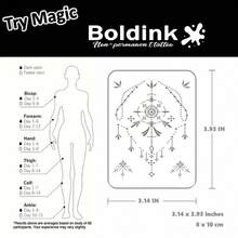 Boldink 1PC Stiker Tato Sementara Bentuk Belah Ketupat dan Garis Titik, Stiker Tato Seni Tubuh Tahan Air, Bertahan 1-2 Minggu, Formula Sari Tanaman, Lembut dan Tidak Iritasi, Sempurna untuk Gaya Pakaian Sehari-hari, Dekorasi Tubuh, Hadiah Gaya Cina Unisex, Wajib Dimiliki untuk Semua Orang - Hitam - View 3