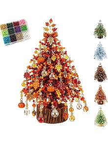 1pc DIY Beaded Christmas Tree Kit, Handmade Mini Desktop Christmas Bead Art, Create Your Own Sparkling Holiday Decor, 3D Crystal Bead Christmas Tree Making Set, Holiday Desktop Decoration - Multiple Styles - View 1