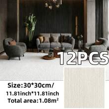 12pcs 30x30cm Self-Adhesive Anti Slip Splicing Block Floor Mute Rug Bedroom Mat Carpet Water Absorption And Anti Slip Living Room Home - C - View 8