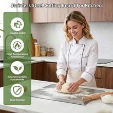 Stainless Steel Cutting Board With Lip, Large Size Metal Kitchen Chopping Board, Versatile Pastry Board For Kneading Dough & Meat Preparation - View 10