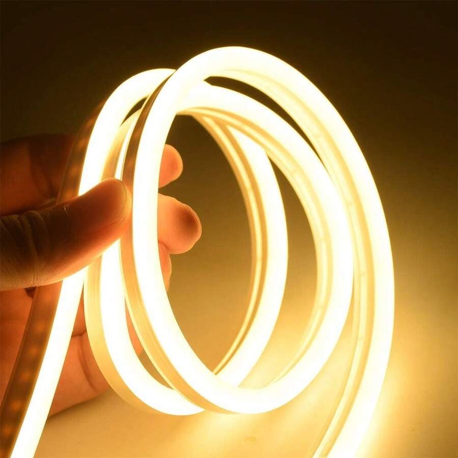 Fita LED Neon 5m 12V com Fonte Flexível Resistente à Água Super Brilho para Quarto Gamer Decoração Luz Ambiente - Branco Quente - Visão 1