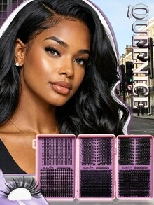 DIY Eyelash Extensions Kit With Mega Volume Lash Clusters, Individual Cluster False Eyelashes, Dense Wispy Fluffy Lashes, Soft Lightweight Natural Look Eyelashes, Reusable Lash Extension Set For Beginners, Home, Wedding & Party - Black - View 6