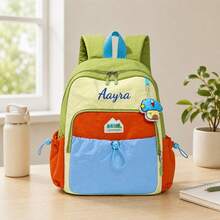 Personalized Color Block Backpack, Fashion Casual Daypack With Front Pocket, Lightweight Outdoor Sports Rucksack, Zipper Backpack For School, Hiking - Multicolor - View 16