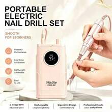 LUYAO Electric Nail Drill File Professional 45000 RPM, Rechargeable Electric Nail File Machine Kit For Acrylic Gel Nails Polishing Removing, Portable Cordless Efile With Gold Bits At Salon Home - Pink - View 6