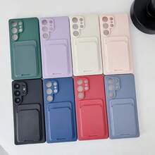 新款熱銷卡槽手機殼，適用於 Galaxy S25、S24、S24Plus/S24+、S24Ultra、S24FE、S20、S21、S22、S23，軟殼全包保護卡夾手機殼，兼容 Apple 11/11 Pro/11 Pro Max/12/12 Pro/12 Pro Max/13/13 Pro/13 Pro Max/14/14 Pro/14 Pro Max/15/15 Pro/15 Pro Max/16/16 Pro/16 Pro Max/16E，軍規防震保護，液態矽膠殼，含相機與螢幕保護，黑色 - 淡紫色 - 查看 5