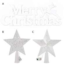 1pc/2pcs/Set Glowing Christmas Tree Top Star Merry Christmas LED Letter Light Sign Decoration Warm Light Christmas Tree Top Decor Home Holiday Party Decoration - Multicolor - View 8