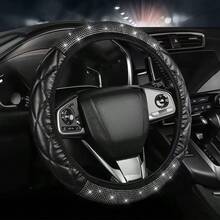 1 bọc vô lăng ô tô không vòng trong đính đá trang trí, da PU thêu chống trượt, vừa cho hầu hết các dòng xe, trang trí nội thất ô tô thời trang, cảm giác thoải mái, dễ lắp đặt, phù hợp dùng hàng ngày - Nhiều màu - Xem 7
