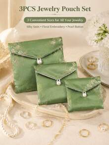 3pcs/Set Artistic Print Jewelry Storage Bags, 3 Sizes For Various Jewelry Storage - Multicolor - View 4