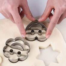 4Pcs Smiling Face Cookie Cutters Set, Stainless Steel Heart Star Flower Round Biscuit Molds, DIY Pastry Fondant Dough Baking Tools For Kitchen - View 5
