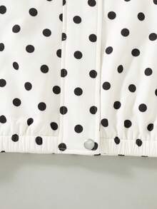 Tween Girls' Casual Fashion Polka Dot Design Zip-Up Hooded Long Sleeve Jacket, Autumn/Winter - White - View 8