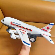 Large Inertia Airplane Model Toy For Kids, Realistic Plastic Airplane, Suitable For 3-6 Years Old Boys, Christmas And Birthday Gift - White - View 2