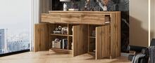 Sideboard Made Of Wood With 3 Doors And 3 Drawers With Storage With Drawers Brown For Dining Room And Living Room - Brown - View 8