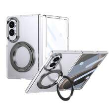 VIETAO 360°旋轉隱形支架透明材質手機殼，適用於 Galaxy Z Fold 8 Ultra 7 6 5 4 Fold7，附鋼化玻璃螢幕保護貼 - 黑色 - 查看 8