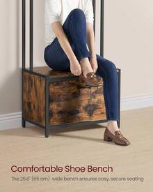 2026-NEW: Coat Rack With Shoe Storage, Hall Tree With Bench, 9 Hooks And Top Shelf, For Hallway, Bedroom, Industrial Style, Rustic Brown And Ink Black HSR405B01 - Rustic Brown + Classic Black - View 4