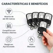 Controles Remoto 433MHz Clonador Duplicador Universal, Copiador para Portão Eletrônico, Garagem, Alarme Veicular, Casa e Condomínio - 3 controles - Visão 6