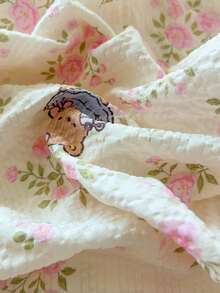 Set Sprei 3 Potong Motif Beruang Bunga Merah Muda, Sprei Ringan, Lembut, dan Nyaman Termasuk 1 Sprei Fitted dan 2 Sarung Bantal, Tanpa Isian, Cocok untuk Asrama, Kamar Tidur, Penggunaan di Rumah, Tersedia Berbagai Ukuran - Berwarna merah muda - View 6